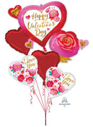 Valentines Day Hearts and Flowers Balloons Bouquet