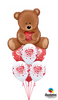 Valentine Teddy Bear I Love You Balloon Bouquet with Helium and Weight