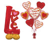 Valentines Day Love Airloonz Balloons Bouquet with Helium Weight