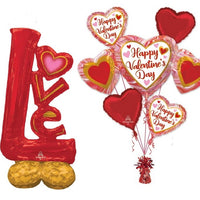 Valentines Day Love Airloonz Balloons Bouquet with Helium Weight