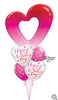 Valentines Day Open Heart Ombre Pink Balloons Bouquet