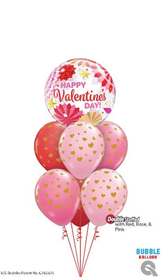 Valentines Day Paper Fans Balloons Bouquet with Helium and Weight