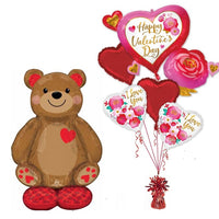 Valentines Airloonz Teddy Bear Balloons Bouquet