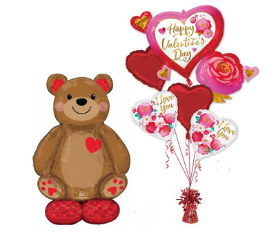 Valentines Airloonz Teddy Bear Balloons Bouquet