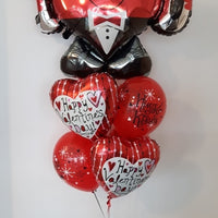Valentines Day I Love You Tux Heart Balloon Bouquet with Helium Weight