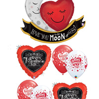 Valentines I Love You To The Moon Balloon Bouquet with Helium Weight