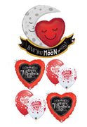 Valentines I Love You To The Moon Balloon Bouquet with Helium Weight