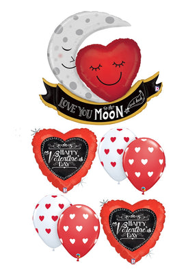 Valentines I Love You To The Moon and Back Hearts Balloon Bouquet