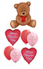 Valentines Teddy Bear Hearts Balloon Bouquet