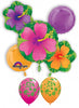 Hawaiian Luau Tropical Hibiscus Flowers Balloon Bouquet
