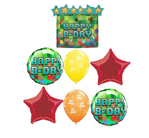 Video Game Pixel Birthday Balloons Bouquet