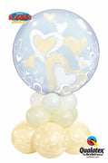 24 inch Ivory Hearts Double Bubble Balloon Centerpiece