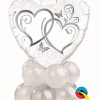 Wedding Entwined Hearts Silver Balloon Centerpiece