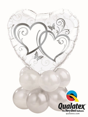 Wedding Entwined Hearts Silver Balloon Centerpiece