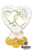 Wedding Entwined Hearts Gold Balloon Centerpiece