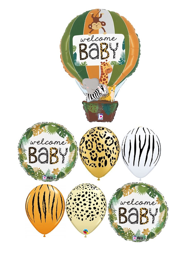 Welcome Baby Jungle Animals Hot Air Balloons Bouquet