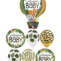 Welcome Baby Jungle Animals Palms Hot Air Balloons Bouquet
