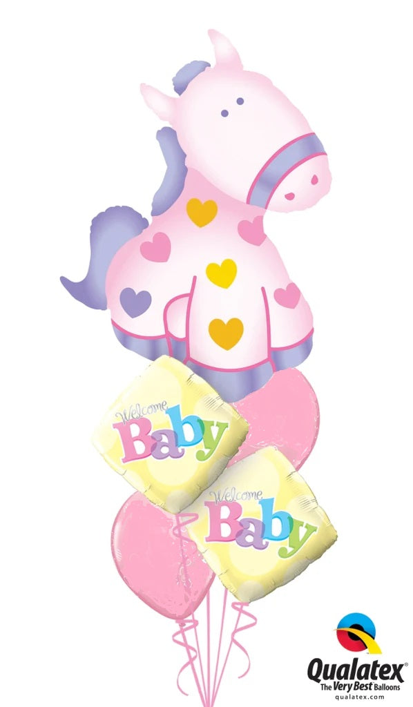 Welcome Baby Soft Pony Balloons Bouquet