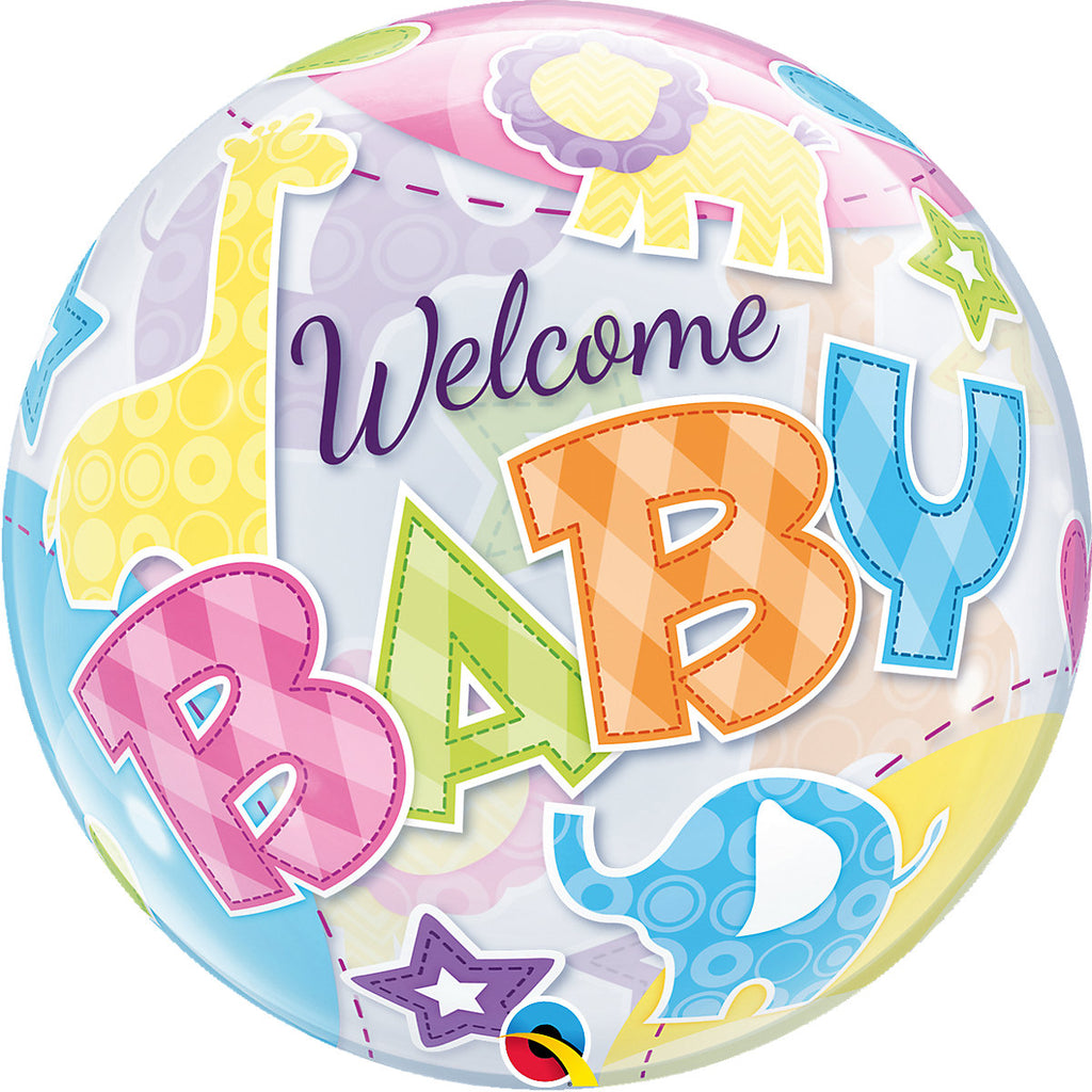 22 inch Welcome Baby Jungle Animals Bubble Balloons with Helium