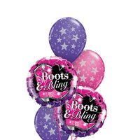 Western Boots and Bling Balloons Bouquet with Helium and Weight