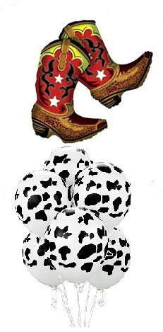 Western Dancing Boots Cowhide Balloon Bouquet with Helium and Weight