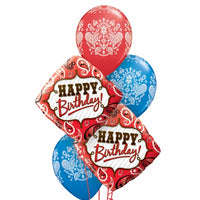 Western Birthday Paisley Balloon Bouquet with Helium and Weight