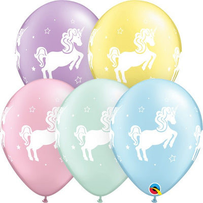 11 inch Unicorn Pastel Balloons with Helium and Hi Float