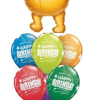 Winnie the Pooh Happy Birthday Balloon Bouquet with Helium and Weight