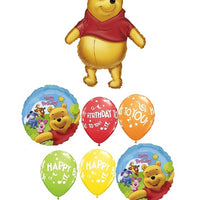 Winnie the Pooh Friends Birthday Balloon Bouquet with Helium Weight