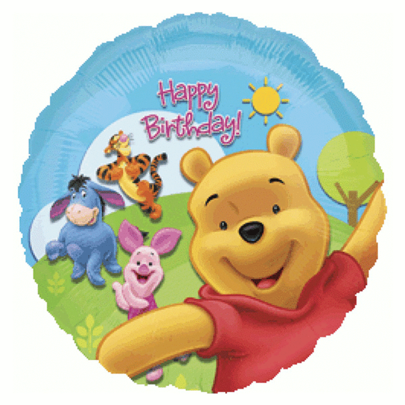18 inch Winnie the Pooh Birthday Foil Balloon with Helium