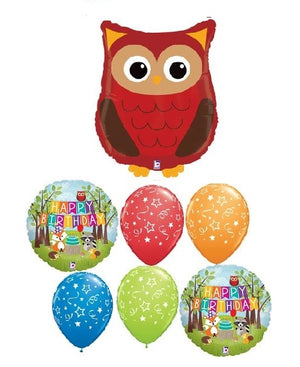 Woodland Critters Owl Birthday Balloon Bouquet