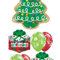 Christmas Tree Cookie Presents Balloon Bouquet