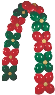20 Foot Christmas Red Green Gold Links Balloon Arch