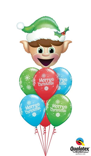 Christmas Elf Head Balloons Bouquet