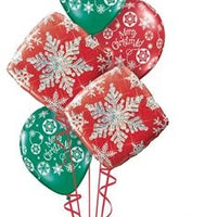 Christmas Snowflakes Red Green Balloons Bouquet