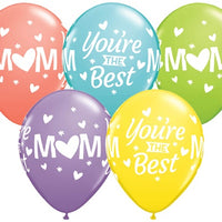 11 inch You're The Best Mom Balloons with Helium and Hi Float