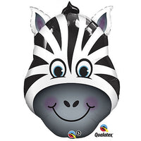 Jungle Animals Zany Zebra Head Foil Balloon with Helium and Weight