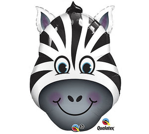 Jungle Animals Zany Zebra Head Foil Balloon with Helium and Weight