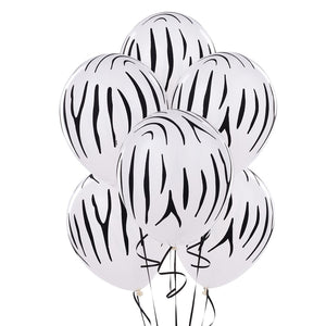 Jungle Zebra Stripes Balloons Bouquet of 7 with Helium and Weight