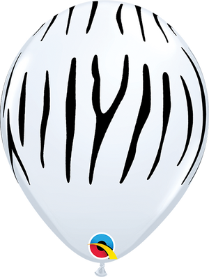 11 inch Animal Jungle Print Zebra Balloons with Helium and Hi Float