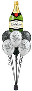 Birthday Elegant Black Silver Champagne Bottle Balloon Bouquet