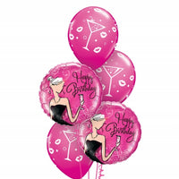 Birthday Elegant Lady Pink Balloon Bouquet
