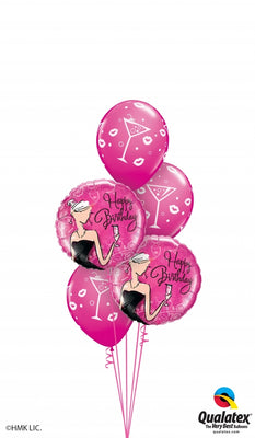 Birthday Elegant Lady Pink Balloon Bouquet