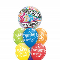 Musical Notes Happy Birthday Bubble Balloons Bouquet