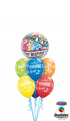 Musical Notes Happy Birthday Bubble Balloons Bouquet