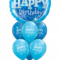 Happy Birthday Blue Sparkle Balloon Bouquet