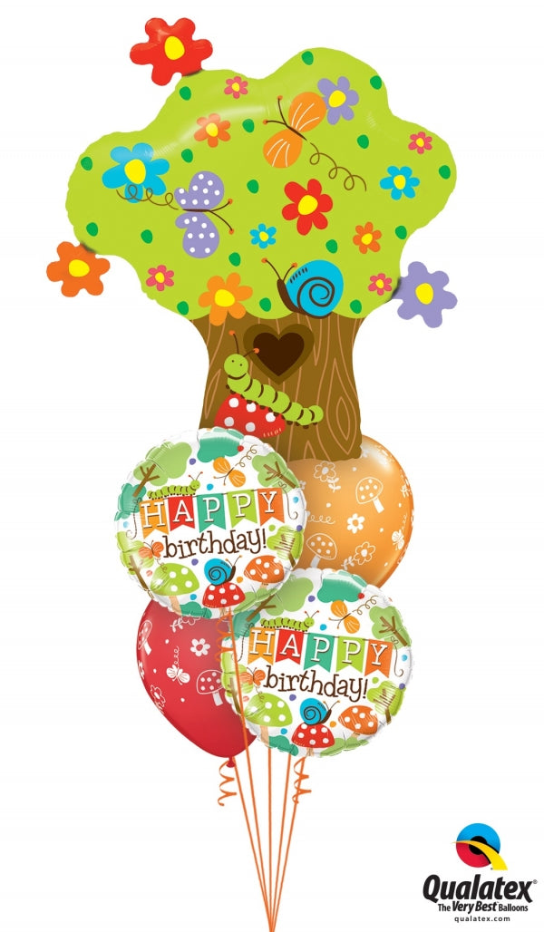 Tree and Flowers Birthday Balloons Bouquet