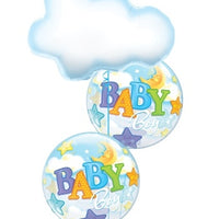 Baby Boy Puffy Cloud Stars Balloons Bouquet.