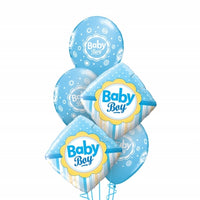 Baby Boy Blue Diamond Balloons Bouquet