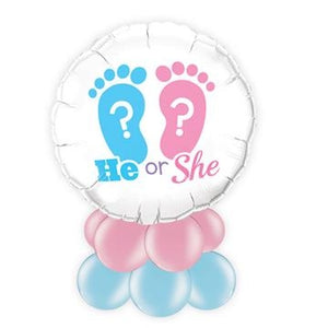 Baby Gender Reveal He or She Balloon Centerpiece